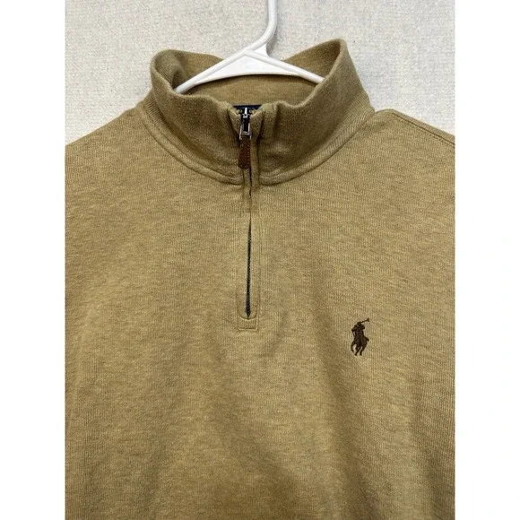 Polo Ralph Lauren Sweater Medium 1/4 Zip Brown Pullover Estate Rib Cotton - Picture 3 of 9